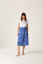 Load image into Gallery viewer, Corrine Blue Wave Wrap Skirt