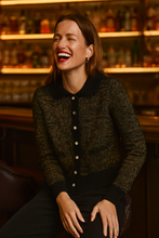 Load image into Gallery viewer, Cashmere Mix Lurex Cardigan with Collar Black / Gold