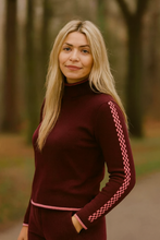 Load image into Gallery viewer, Burgundy / Pink Check sleeve Cashmere Mix