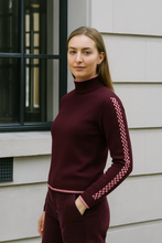 Load image into Gallery viewer, Burgundy / Pink Check sleeve Cashmere Mix