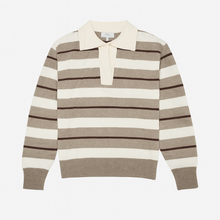 Load image into Gallery viewer, Cashmere Mix Collared Jumper Cream and Taupe