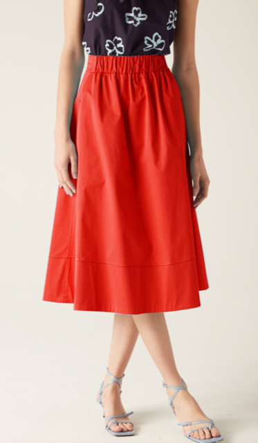 Niki Elasticated Waist Skirt Red
