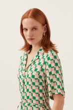Load image into Gallery viewer, Pink/ Green  Checkerboard Shirt Dress