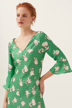 Load image into Gallery viewer, Polka Dot Floral 3/4 Sleeve  Dress
