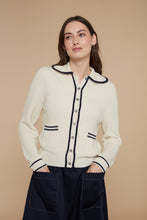 Load image into Gallery viewer, Cecila Cashmere Mix Cardigan with Collar Cream/Navy
