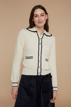 Load image into Gallery viewer, Cecila Cashmere Mix Cardigan with Collar Cream/Navy
