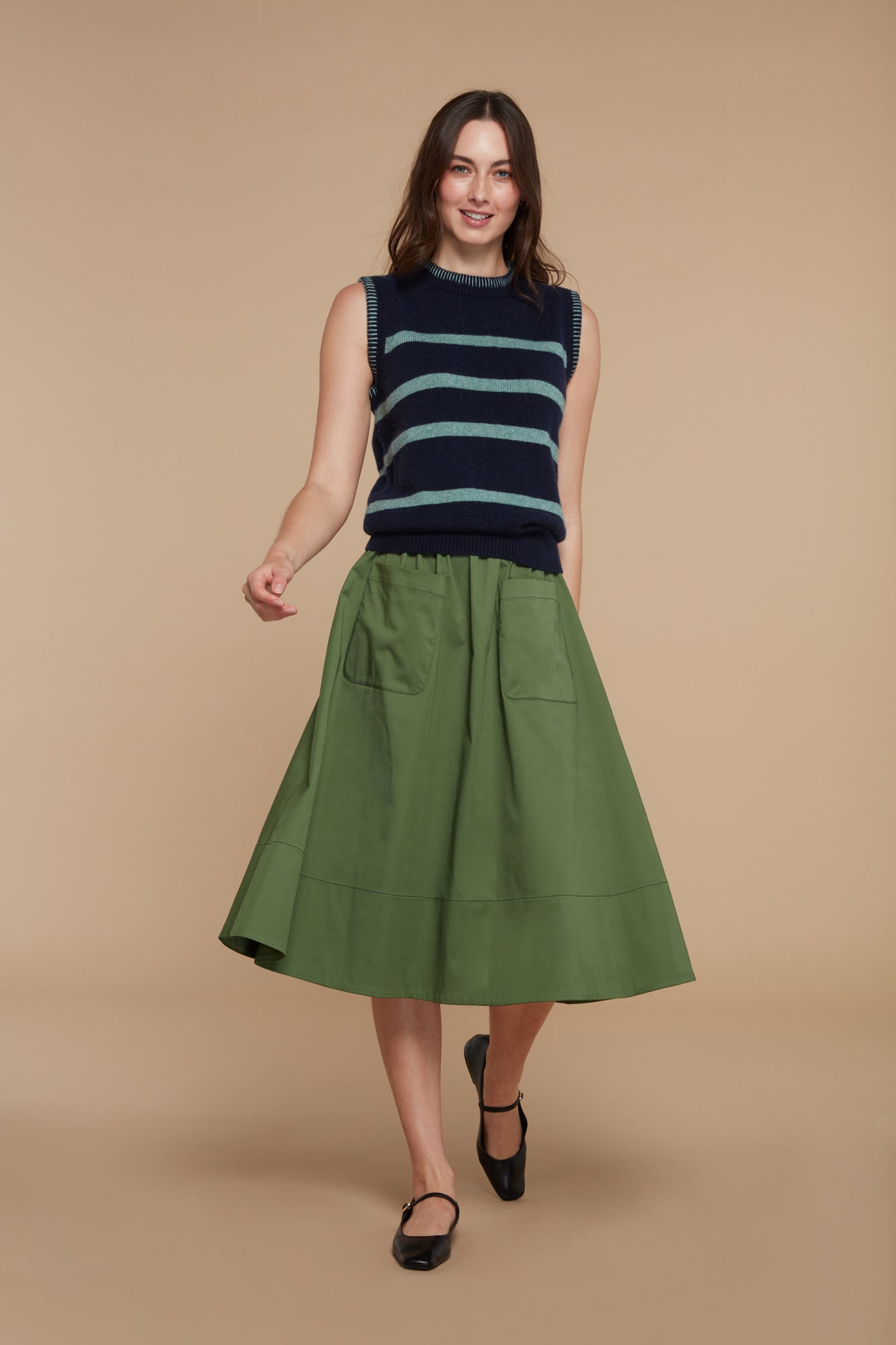 Taylor Elasticated Waist Skirt Forest Green