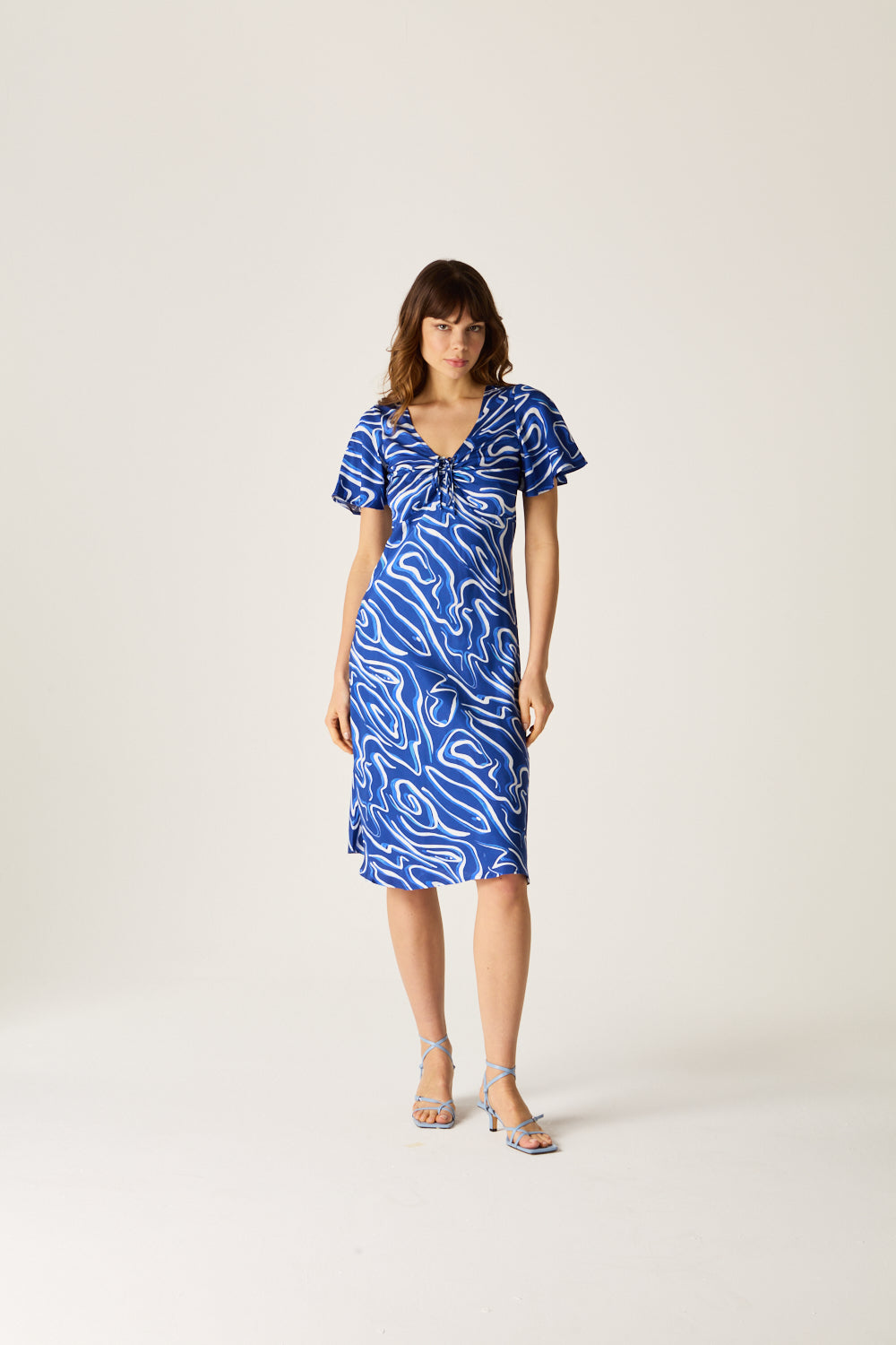 blue dahlia dress Hyacinth House Cobalt Blue Dahlia Floral Catie Dress Cobalt Blue Dahlia Floral / S