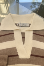 Load image into Gallery viewer, Cashmere Mix Collared Jumper Cream  and Taupe
