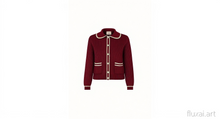 Load image into Gallery viewer, Cashmere Mix Cardigan with Collar Burgundy / Cream
