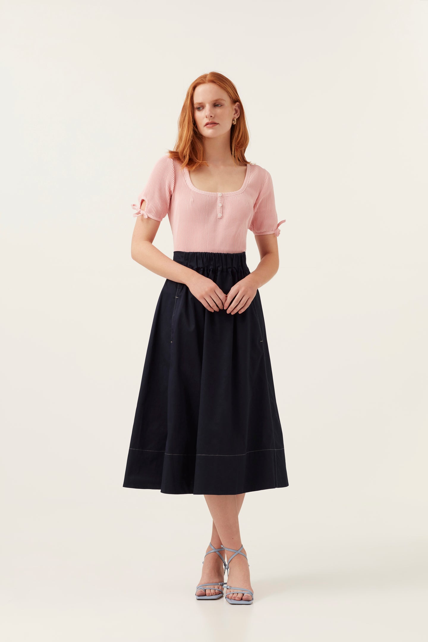 Elasticated waist skirt - Navy