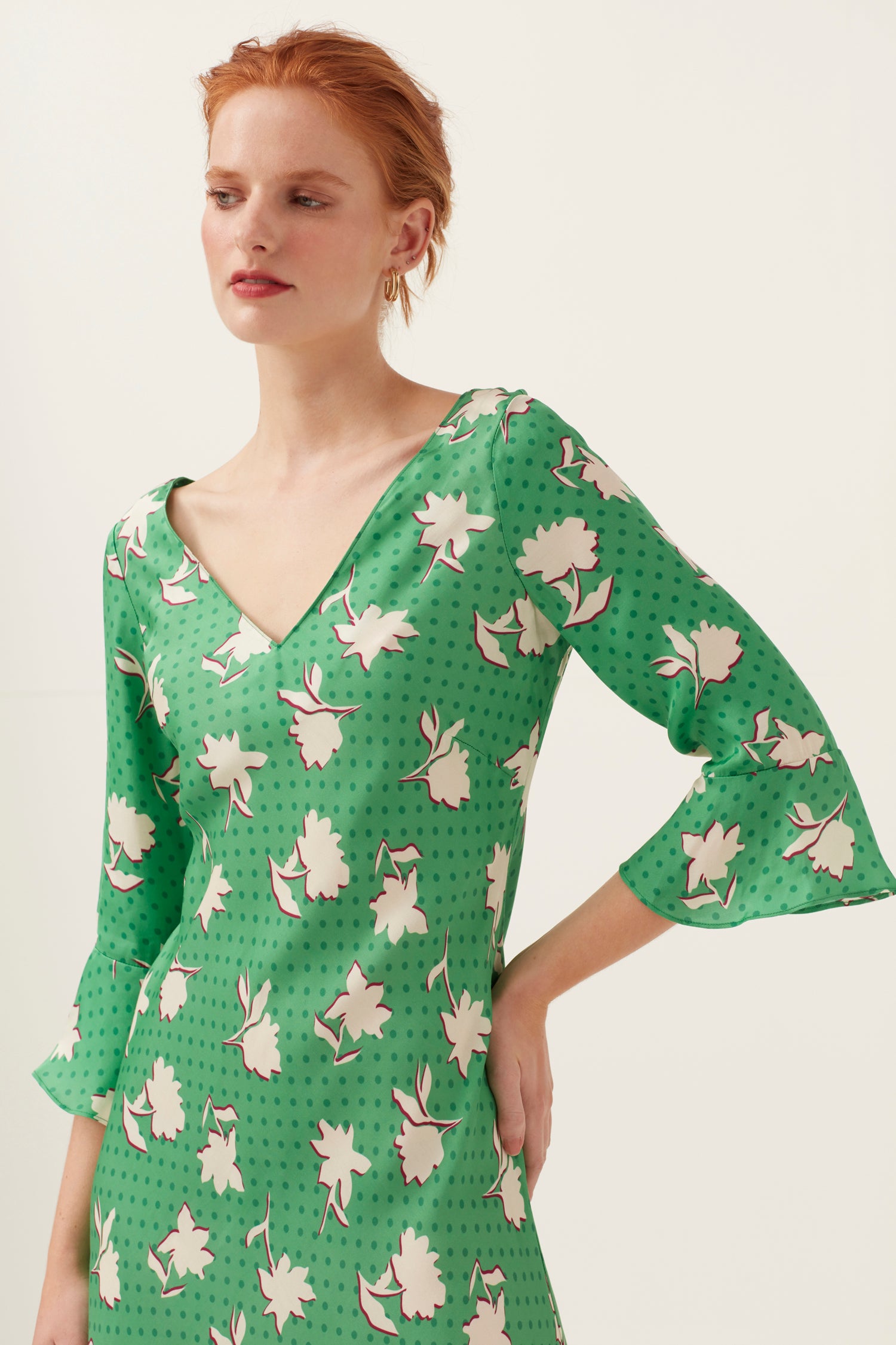 Polka Dot Floral 3/4 Sleeve Dress Mirla Beane Polka Dot Floral 3/4 Sleeve Dress Mirla Beane