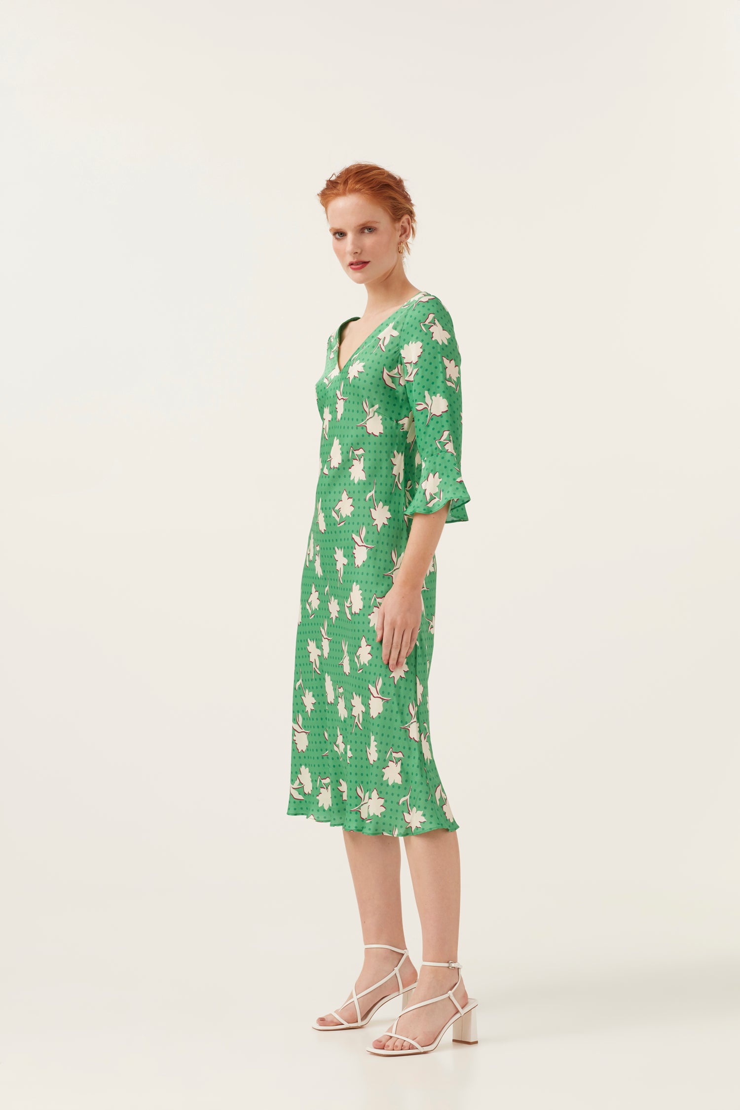 Polka Dot Floral 3/4 Sleeve Dress Mirla Beane Polka Dot Floral 3/4 Sleeve Dress Mirla Beane
