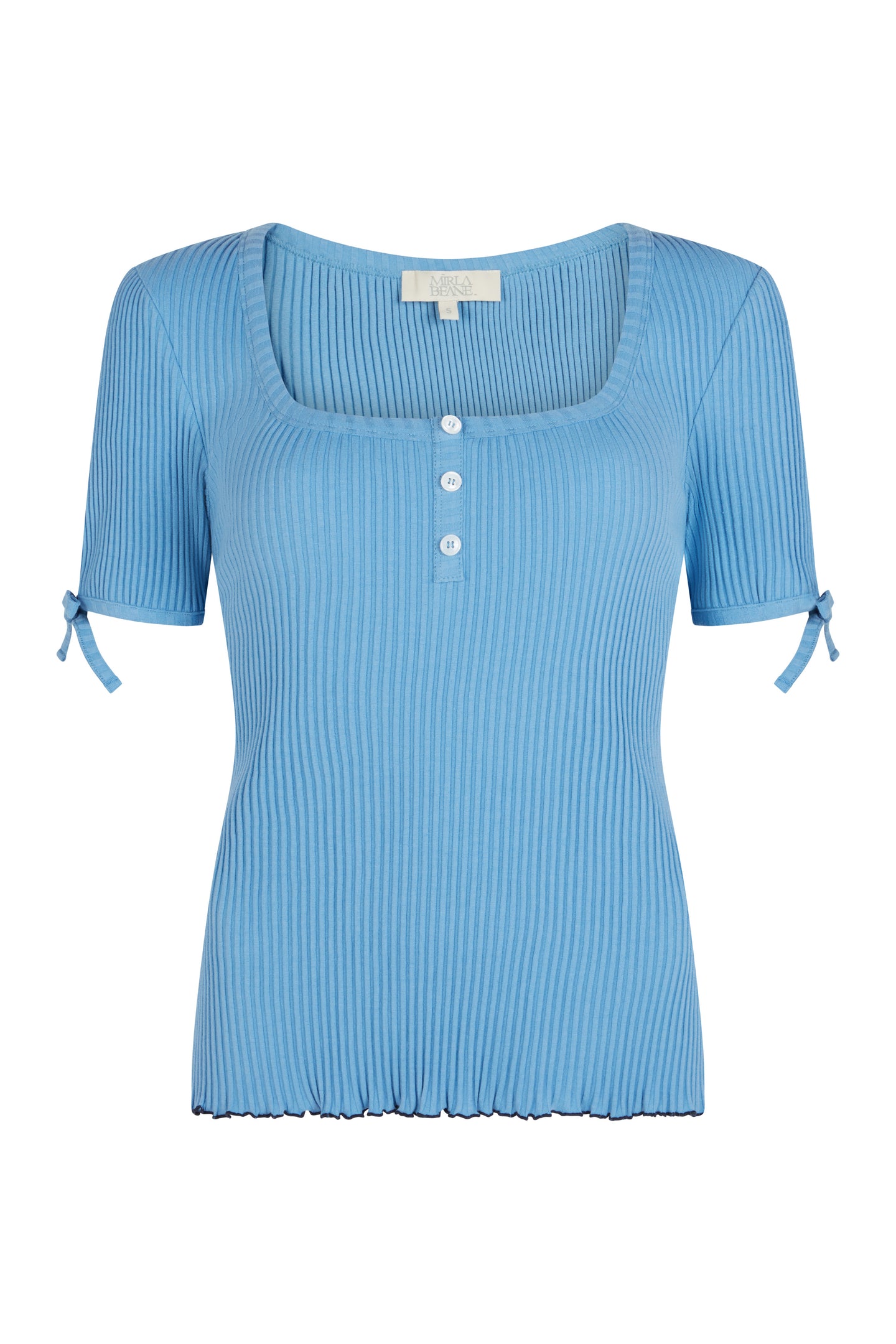 Rib Short Sleeve T Shirt Blue