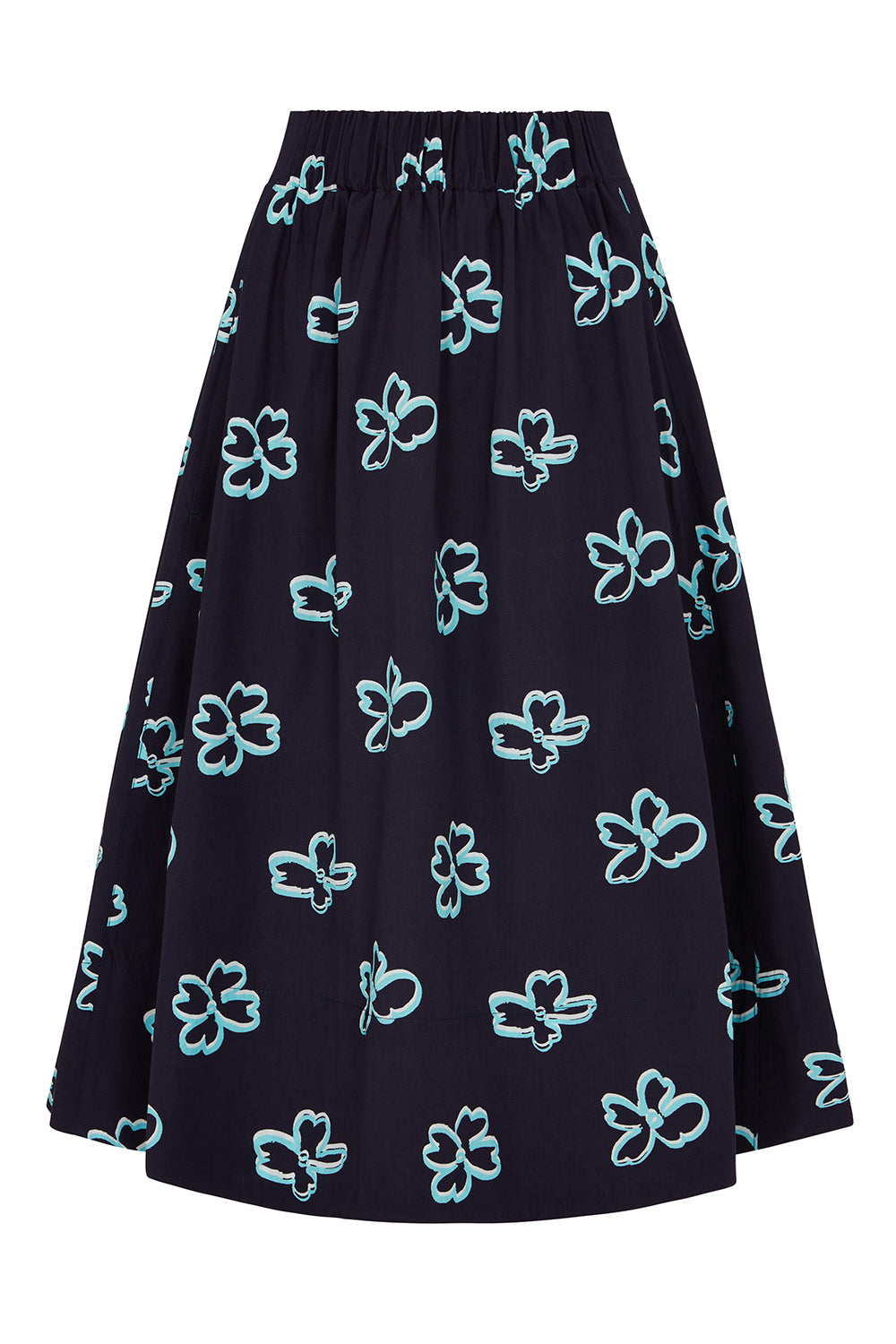 Niki Elasticated Waist Skirt Navy Floral