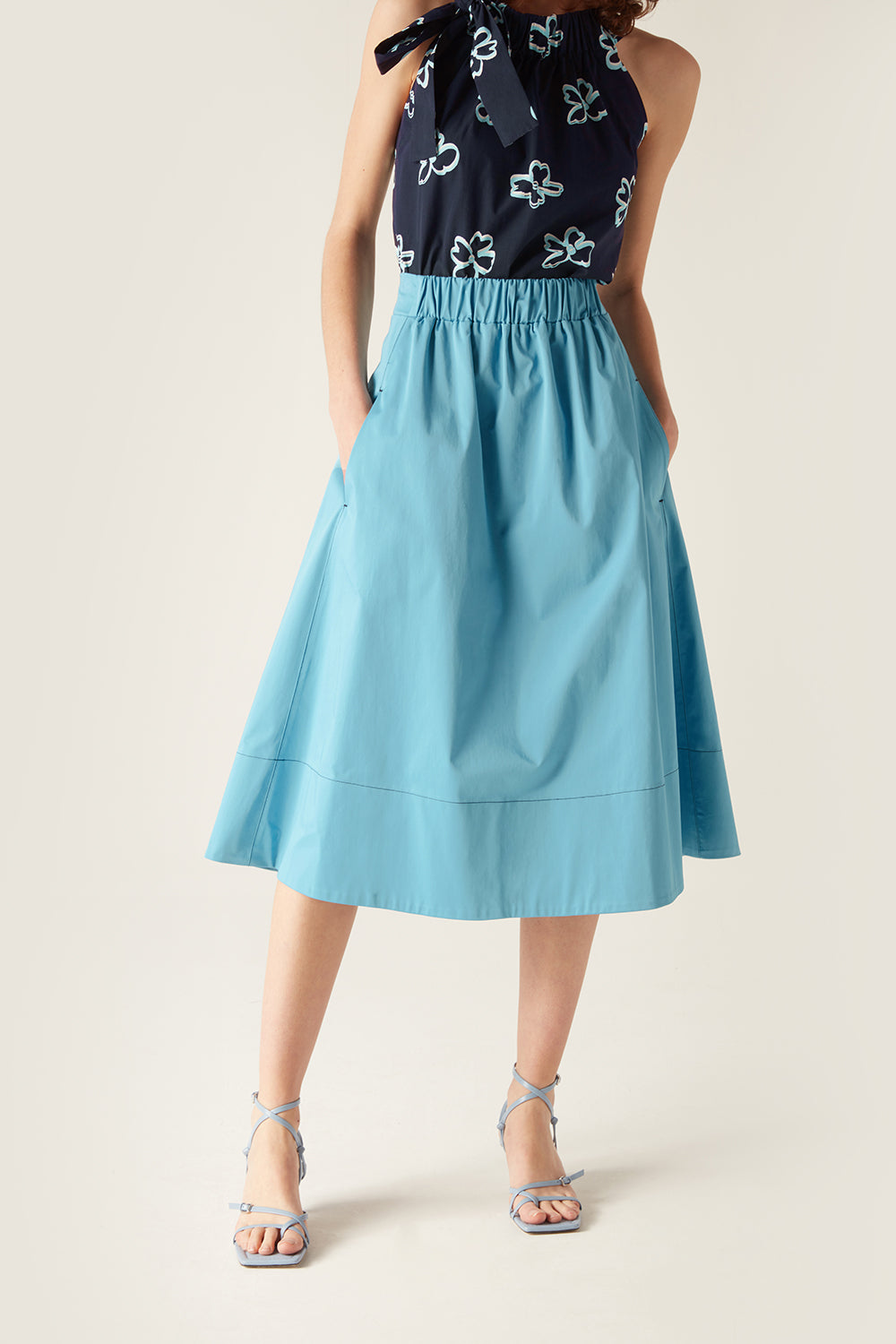 Niki Elasticated Waist Skirt Blue