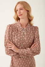 Load image into Gallery viewer, Eleanor Mini Dress Diamond Geo Maroon
