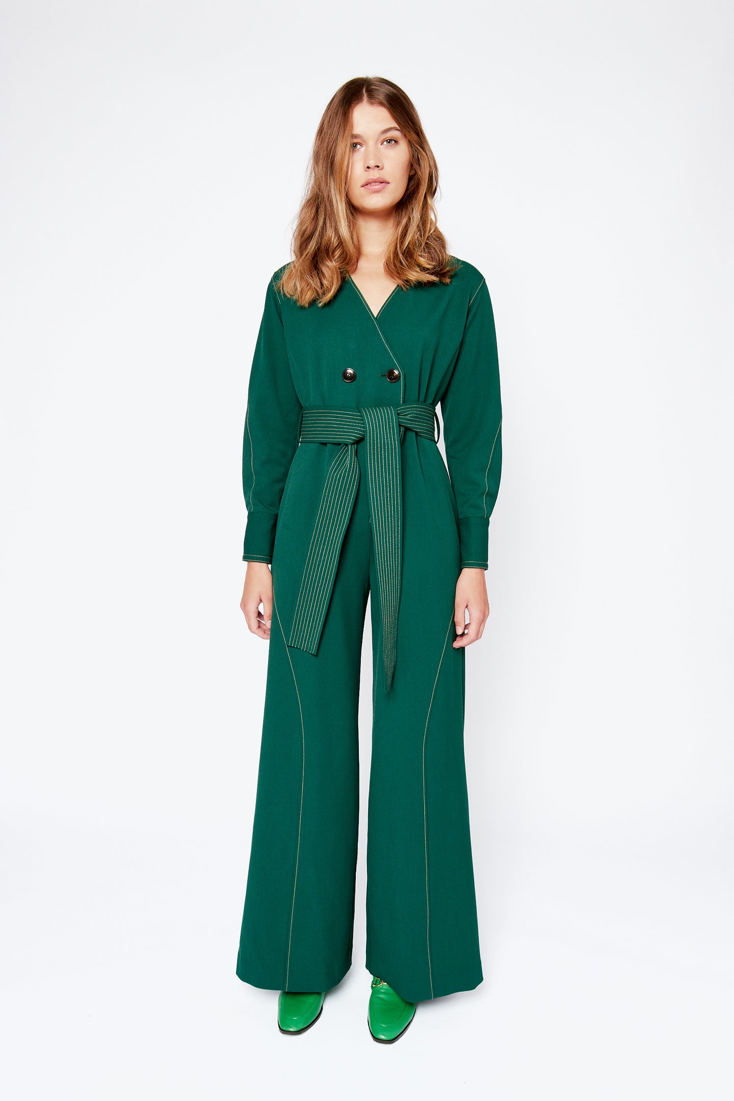 Green Belted Jumpsuit