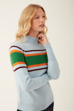 Load image into Gallery viewer, Cashmere Mix Stripe High Neck Jumper

